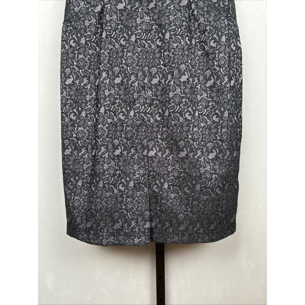 Adrianna Papell Black Lace Sheath Dress Women's 14 Purple Sleeveless Whimsy NEW - Picture 11 of 13